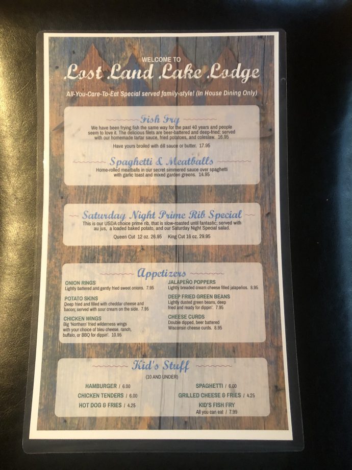 full Menu Front